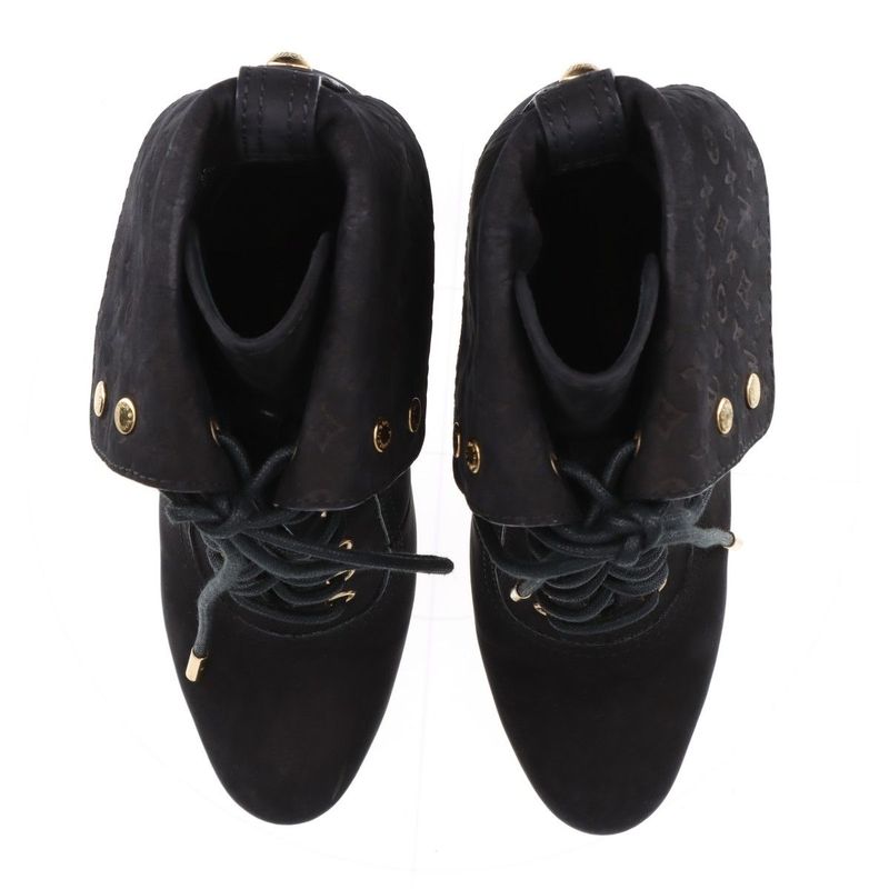Louis Vuitton 10 Years Monogram Nubuckles Cles Zah Booties Women's 36 Ma0170