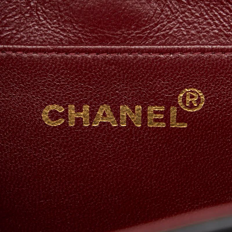 Chanel Coco Mark Deca Matelasse 34 Crossbody Chain Shoulder Bag Black Leather