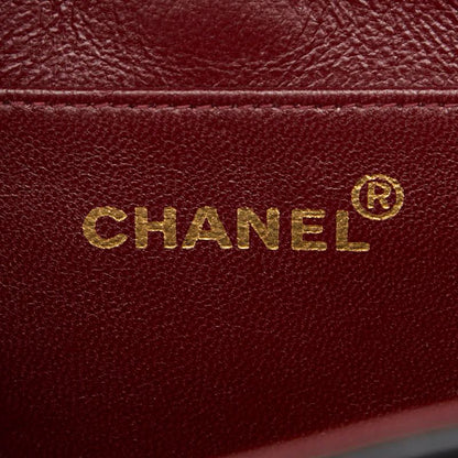 Chanel Coco Mark Deca Matelasse 34 Crossbody Chain Shoulder Bag Black Leather