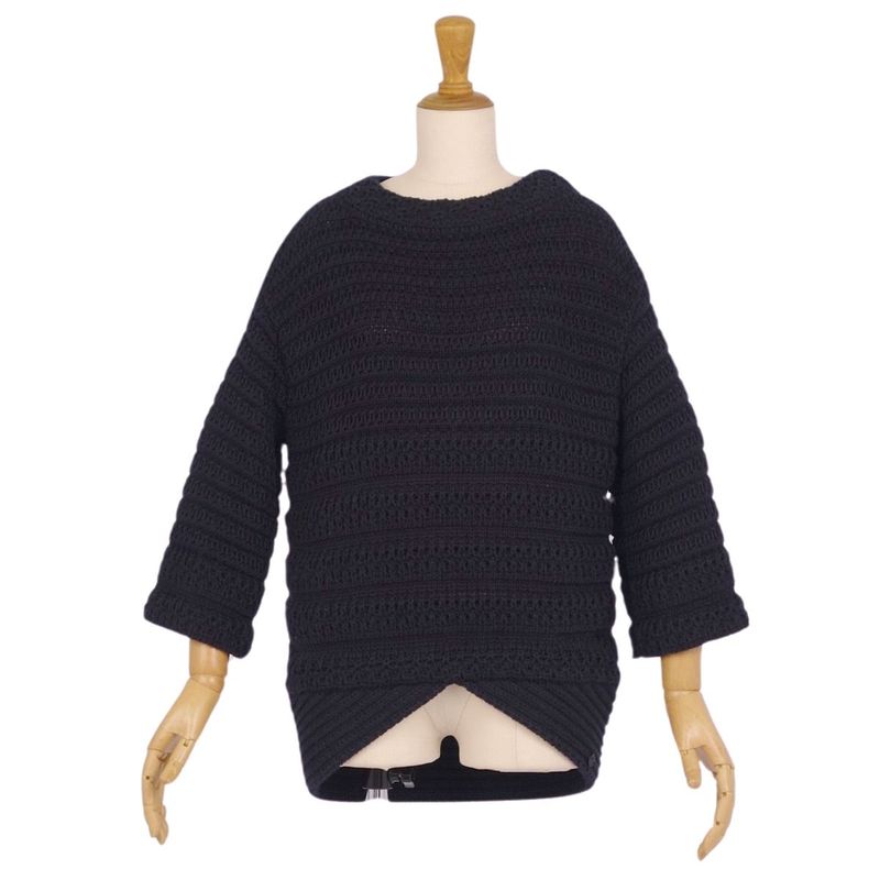 Chanel Knit Sweater Cubic Sleeves Cotton Top Les