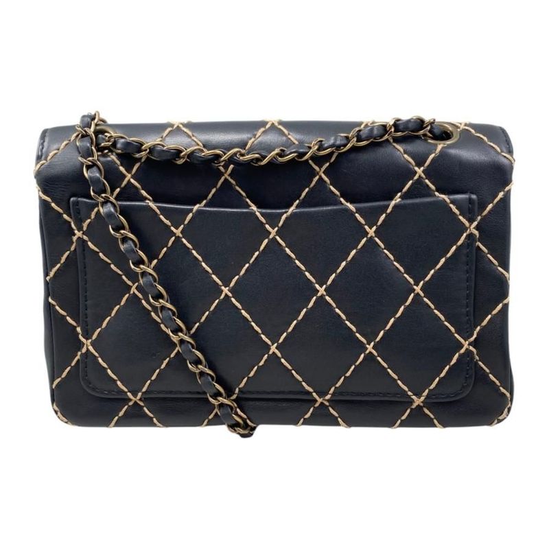 Chanel Shoulder Bag Wildstitch Line 14687 Matelasse Coco Mark Calf Leather