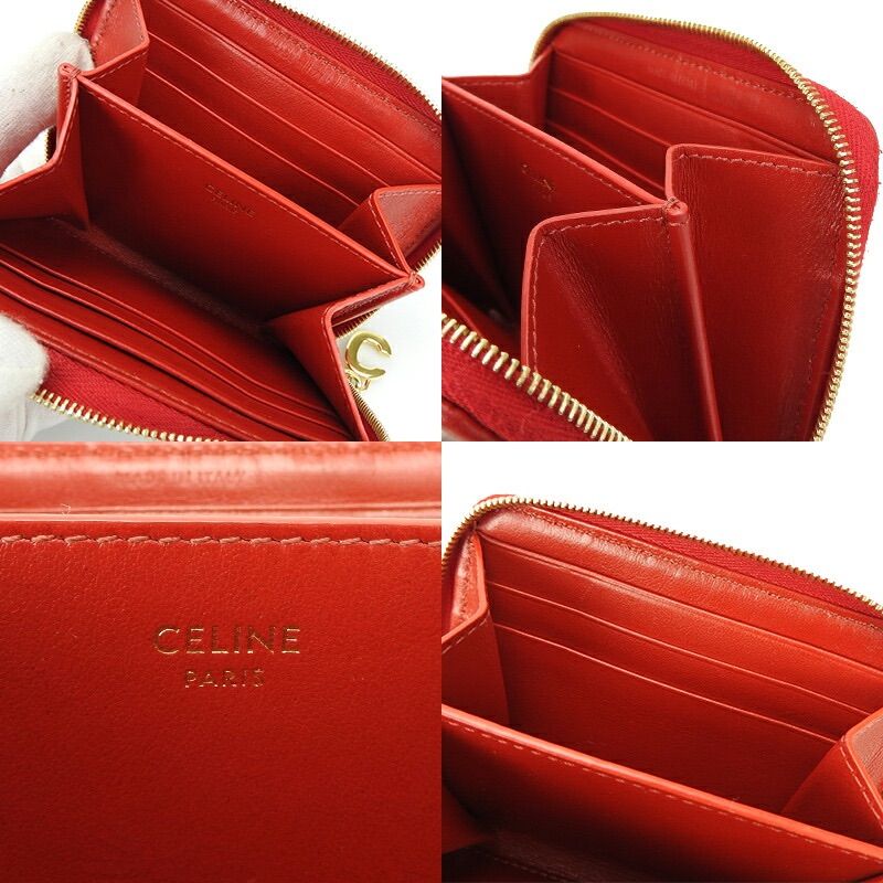 Celine Compact Zipped Wallet Celine 10b663bfl.27ed Ccharm Calfskin Red Ghardware