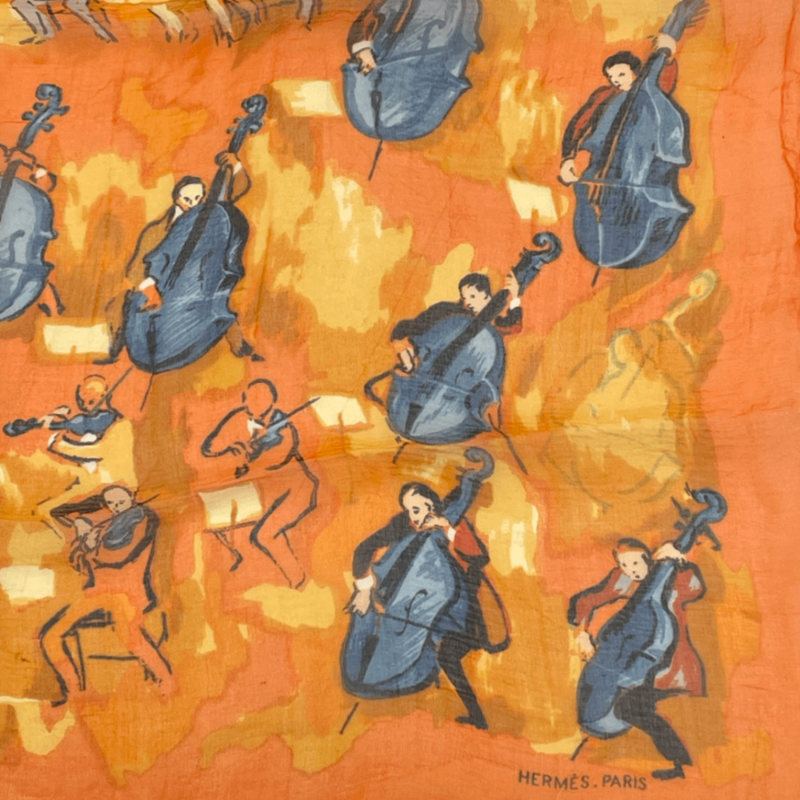 Hermes Concerto Orange 100% Silk Scarf