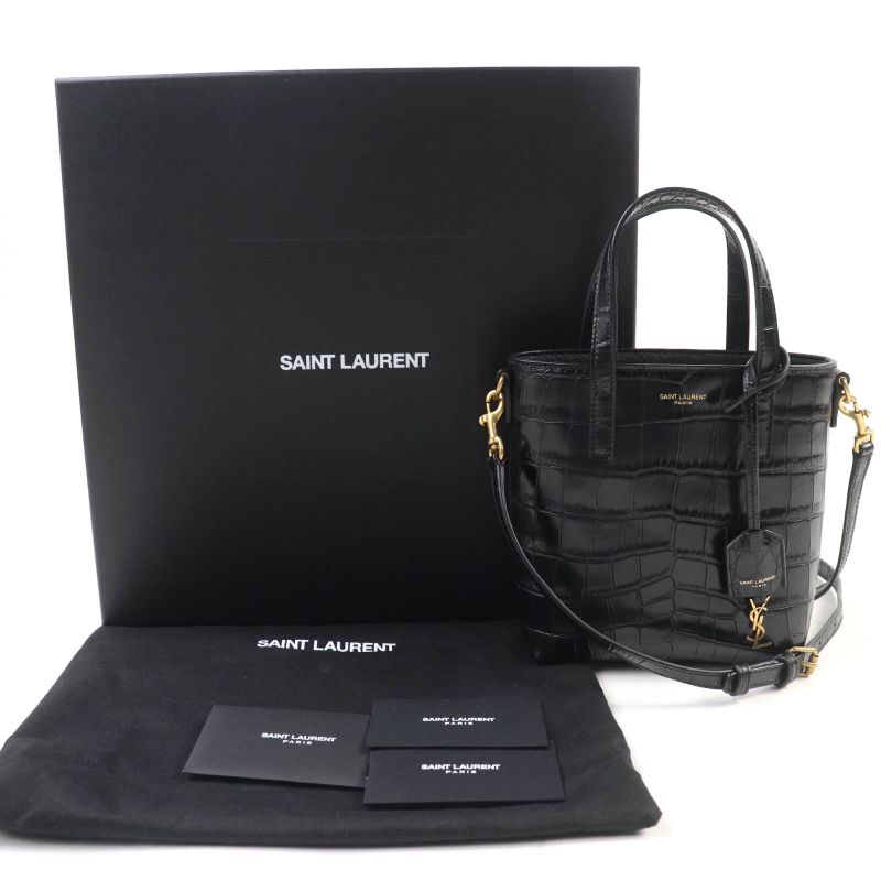 Saint Laurent Paris 712367 Mini Toy Shopping Leather Croc Shape Pressed 2WAY