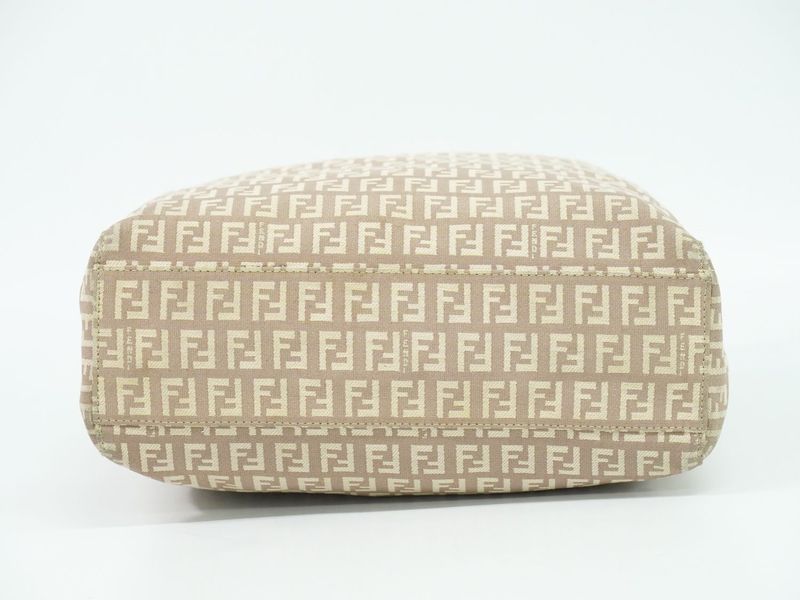 Authentic Fendi Zucchino Tote Handbag Canvas Pink Beige 8bh131 Zucchino Bag