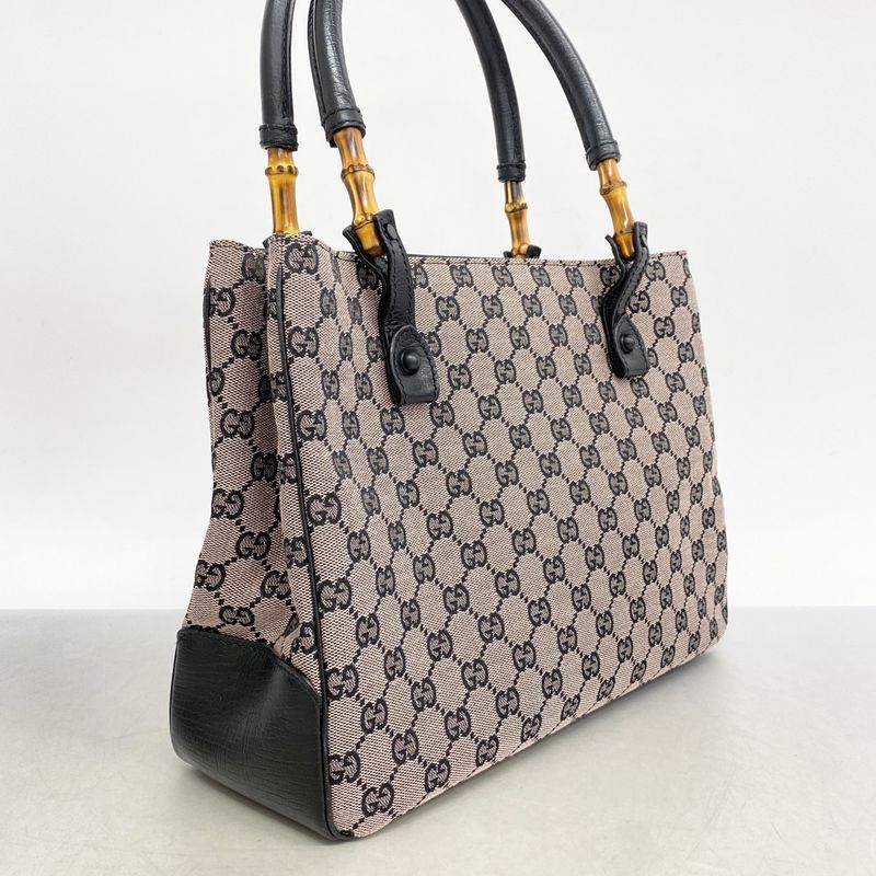 Gucci Tote Bag GG Canvas/bamboo 112526 Canvas Black Pin Cles Deuce