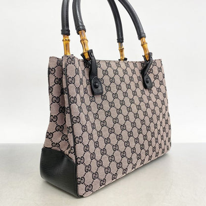 Gucci Tote Bag GG Canvas/bamboo 112526 Canvas Black Pin Cles Deuce