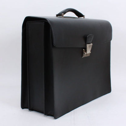 Cartier Doctor's Bag Leather Black Handbag Silver