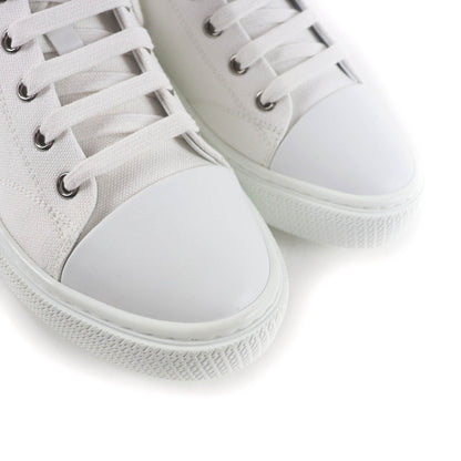 Hermes Iriko Logo Patch Canvas Leather Lace Up High Cut Sneakers White 37.5 — view 8