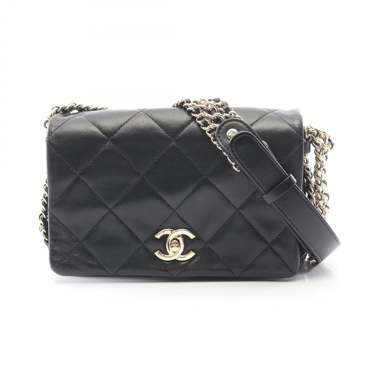 Chanel Shoulder Bag Quilted Black Lambskin Small