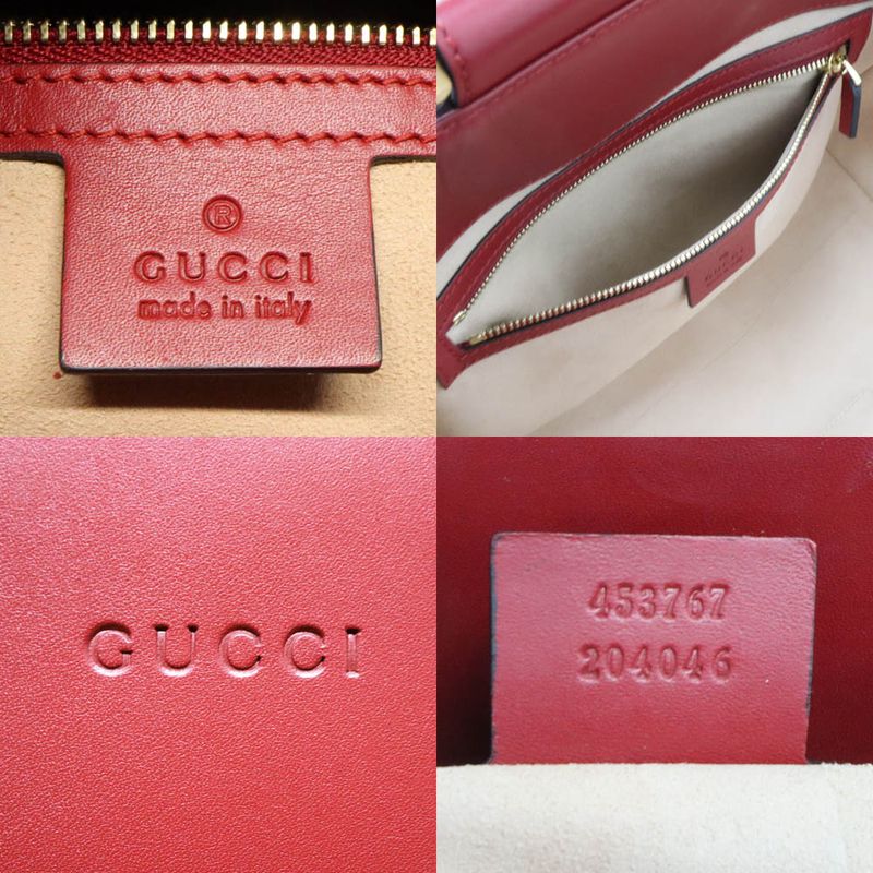 Gucci Bamboo Nimfair Small 2WAY Handbag 453767 Red Leather Shoulder
