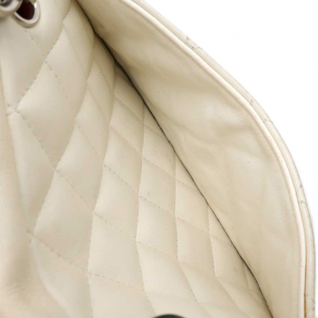CHANEL Cambon Quilted Ligne Shoulder Bowling Bowler Bag Tote White