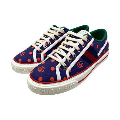Gucci Sneakers Tennis 1977 Low Cut 606110 38 1 2 Size Double G Dot Navy Red