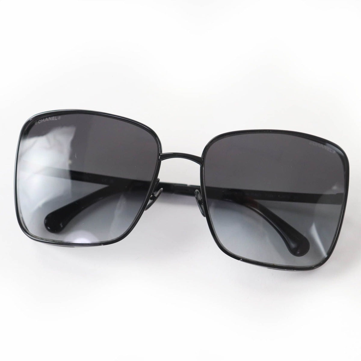 Chanel Logo Square Sunglasses Eyewear Black with Case — view 2
