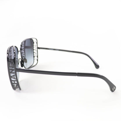 Chanel Logo Square Sunglasses Eyewear Black with Case — view 4