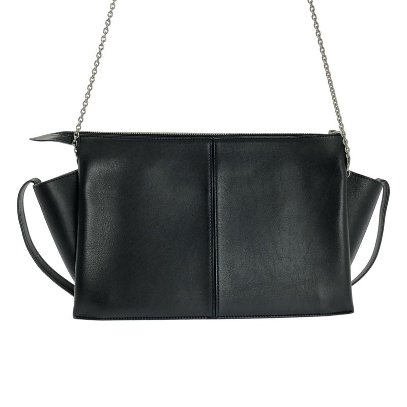 Celine - Chain Tri-fold 2way Leather Logo Clutch Bag With Chain Shoulder -