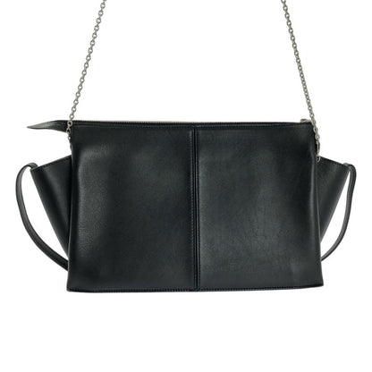 Celine - Chain Tri-fold 2way Leather Logo Clutch Bag With Chain Shoulder -