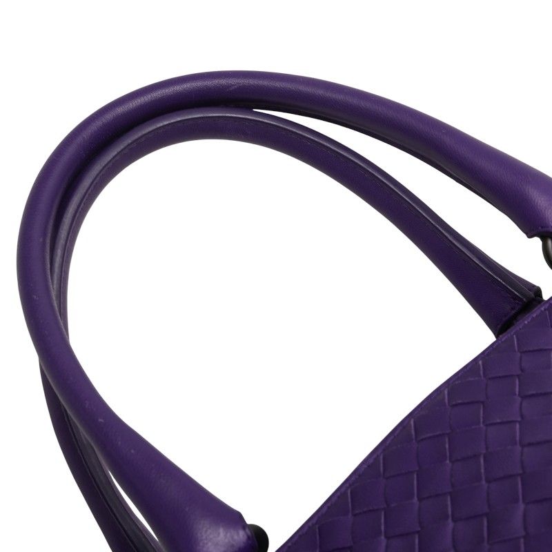 Bottega Veneta Intrecciato Handbag Tote Bag Purple Leather Women Bottega Veneta