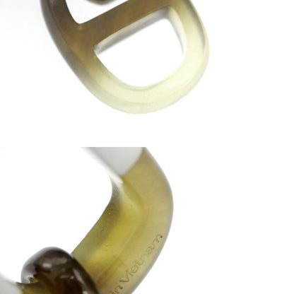 Hermes Earrings Amar Buffalo Horn White Brown Silver-hardware Accessorie