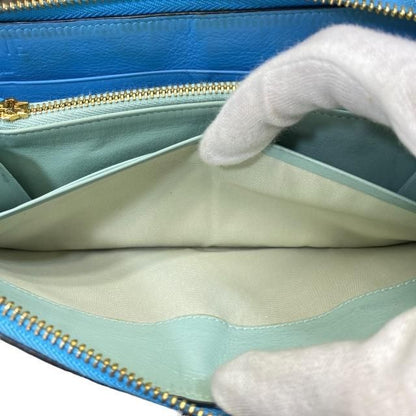 Loewe Wallet Long Wallet Round Zipper Anagram Leather Sky Blue Mint