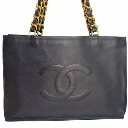 Authentic CHANEL Jumbo XL Shopping Tote Timeless Classic Black Lambskin Vintage — view 13