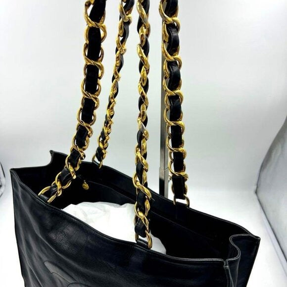 Authentic CHANEL Jumbo XL Shopping Tote Timeless Classic Black Lambskin Vintage — view 10