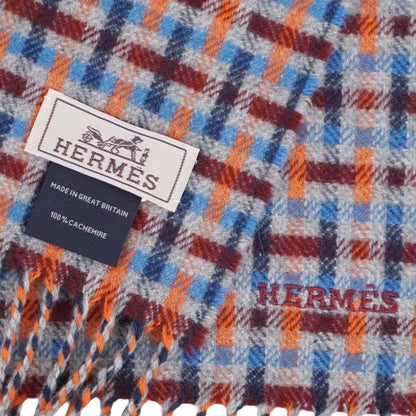 Hermes Muffler Shawl Ecose Logo Cashmere Scarf — view 5