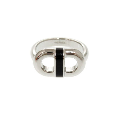 Hermes Myon Size T60 Metal Silver Black Ring 1082