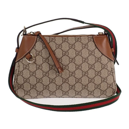 Gucci GG Emblem Small Faeaa 2-Way Shoulder Bag Leather Brown Gold