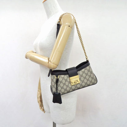 Gucci Padlock Small Shoulder Bag 811705 Black GG Supreme Canvas Black