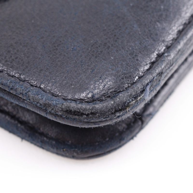 Chanel Coco Mark Vintage Lambskin Black Women's Long Wallet