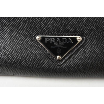 Prada Clutch Bag Travel Pouch Saffiano Patch Patchwork Black Azzurro — view 4