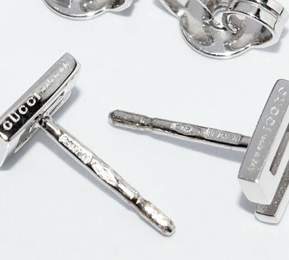 Gucci Earrings 18K White Gold G Logo Earrings