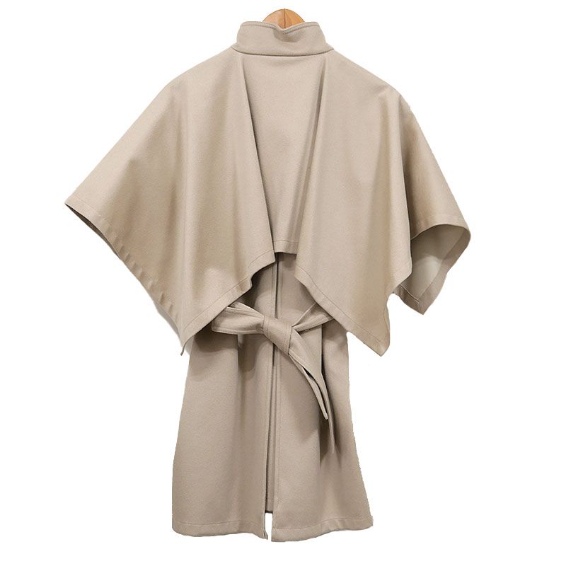 Hermes Cashmere Cape Coat Gilet 38 Beige Poncho