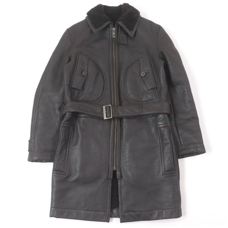 Louis Vuitton 100% Sheepskin Long Length Mouton Coat Brown 46 Made In France