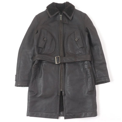 Louis Vuitton 100% Sheepskin Long Length Mouton Coat Brown 46 Made In France