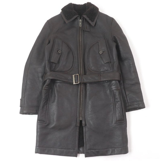 Louis Vuitton 100% Sheepskin Long Length Mouton Coat Brown 46 Made In France