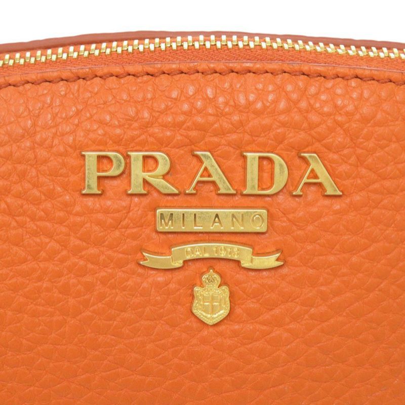 Prada Leather Orange Pouch Cosmetic Pouch 0778 Prada