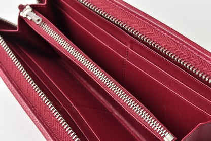 Loewe Wallets Preowned Loewe Long Wallet Round Zipper Amazona Goatskin Bordeaux