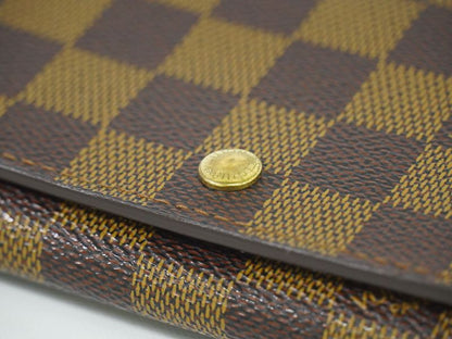 Authentic Louis Vuitton LV Porte Monet Bier Trésor Damier Ebène Fold Wallet