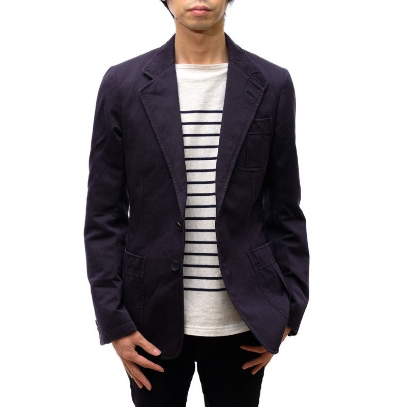 Gucci Tailored Jacket Bleather Jkt Outerwear Men Cotton Canvas Navy Blue — view 4