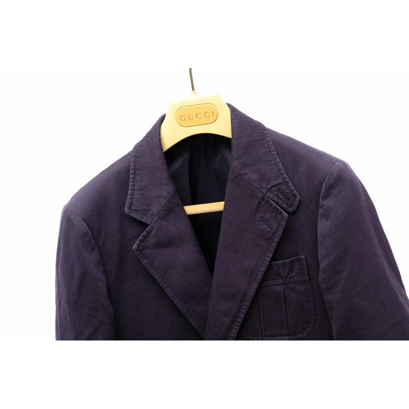 Gucci Tailored Jacket Bleather Jkt Outerwear Men Cotton Canvas Navy Blue — view 9