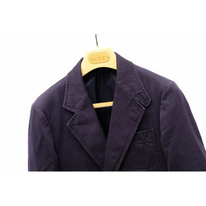 Gucci Tailored Jacket Bleather Jkt Outerwear Men Cotton Canvas Navy Blue — view 9
