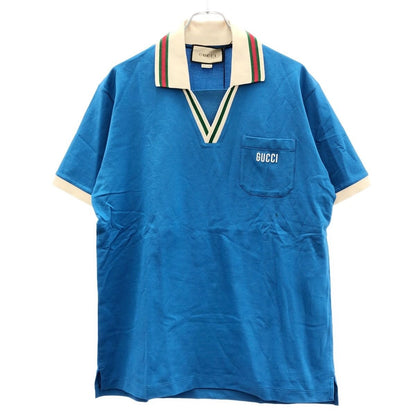 Gucci Sherry Line V-neck Polo Shirt Blue M