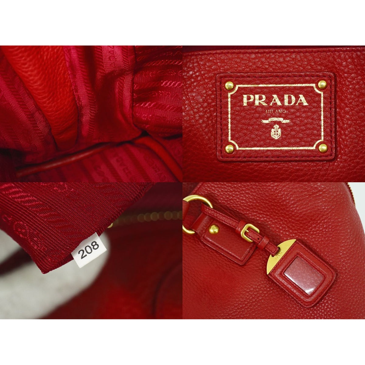 Prada Leather Shoulder Bag Tote Red — view 9