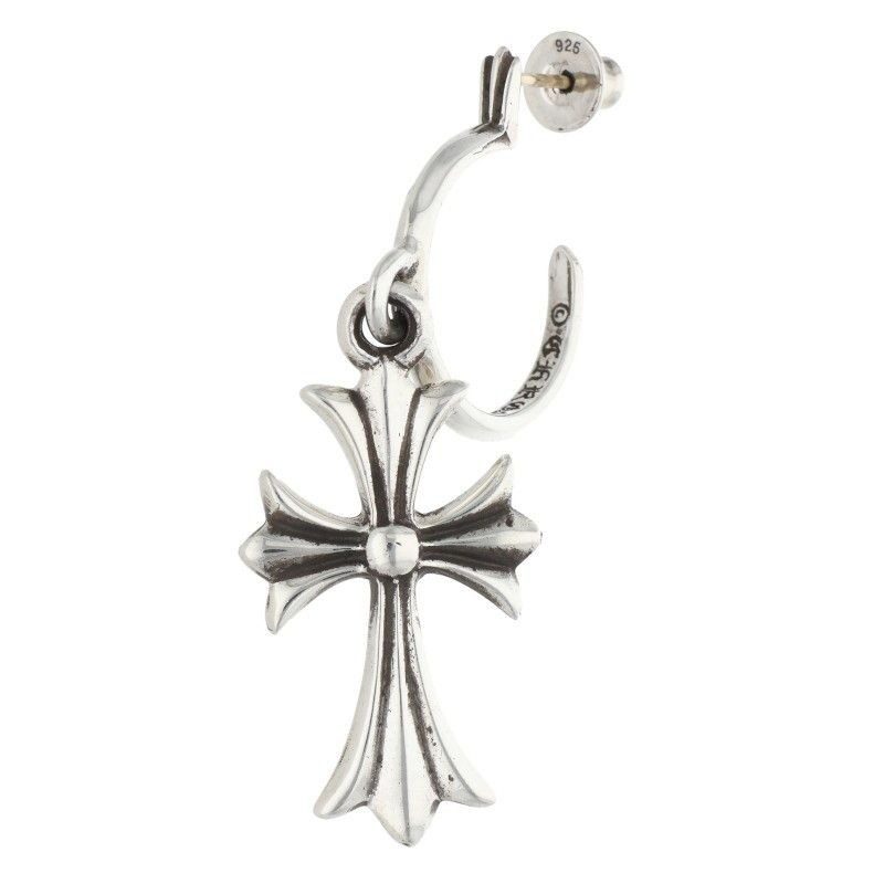 Chrome Hearts Tiny CH Cross Hoop Silver Earrings