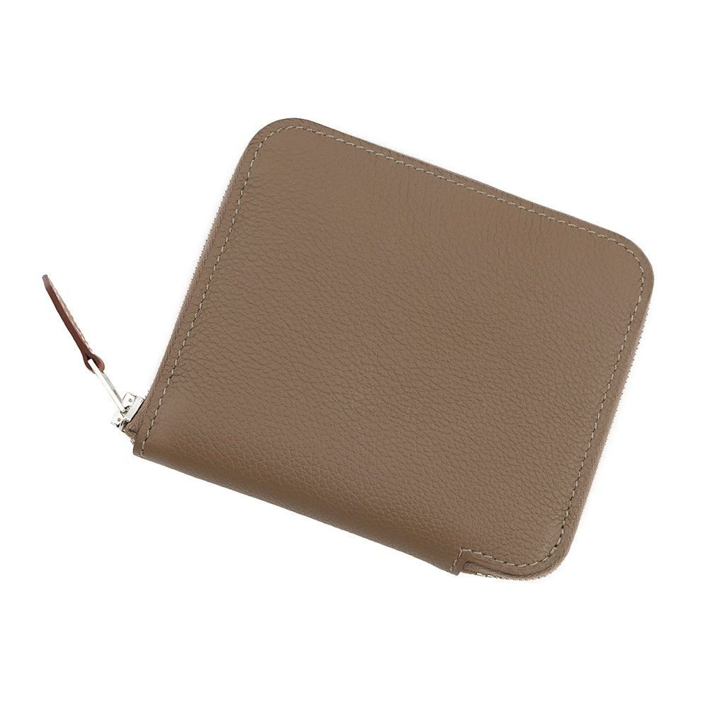 Hermes Coin Case Azap Compact Silk in Etoupe Silver