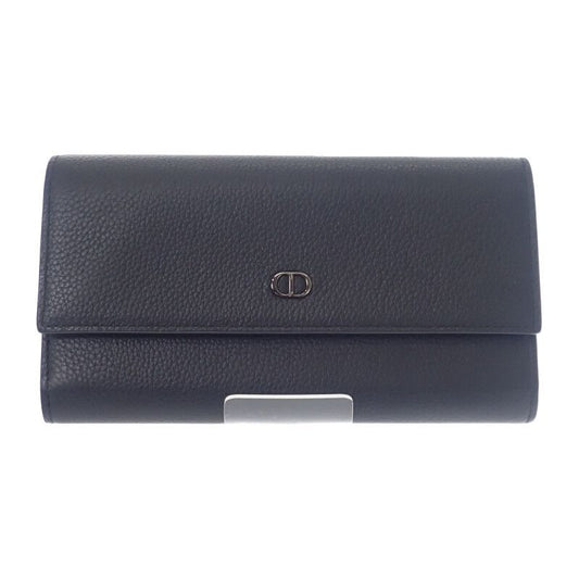 Dior Long Flap Wallet 2 Cdi h00 N Calf Black Silver Hardware