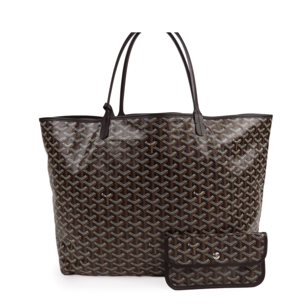 Goyard Saint Louis GM Black Brown Canvas Leather Tote Bag