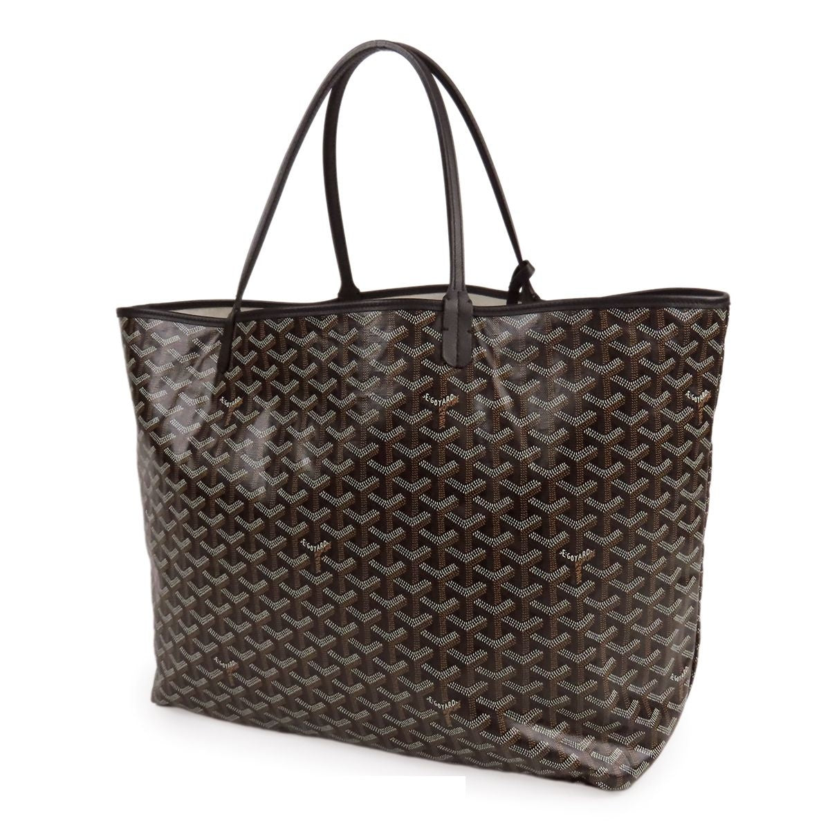 Goyard Saint Louis GM Black Brown Canvas Leather Tote Bag — view 2